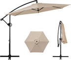 Shintenchi Patio Offset Umbrella with Easy Tilt Adjustment,Crank and Cross Base, Outdoor Cantilever Hanging Umbrella, Sunshade Free Standing Canopy, Khaki