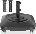 Umbrella Base with 5 Wheels, Upgraded 145lb Umbrella Stand Base, Heavy Duty & Windproof, Fillable Umbrella Base Mobile Umbrella Outdoor for Patio, Deck, Poolside, Lawn, Fits Most Sized Umbrellas