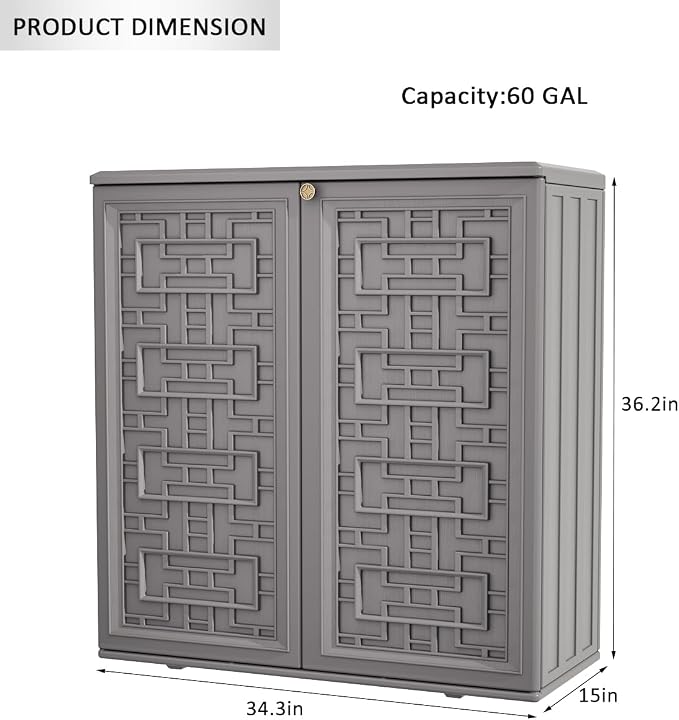 Deck Box 60 Gallon Grey HDPE Resin Outdoor Storage Cabinet