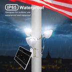 Solar Flag Pole Light, 3 Super-Spotlights LEDs, Adjustable Metal Clamps Fits 2-6''Flag Poles, IP65 Waterproof Outdoor Solar Powered Flagpole Lights, 360 Degrees of Flag Illumination, White