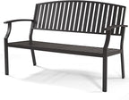 52" Outdoor Bench Weatherproof, Rust-Resistant Aluminum Metal Patio Garden Bench, Patio Loveseat for Porch Garden Lawn Backyard Park Balcony(Grey, 1PC)