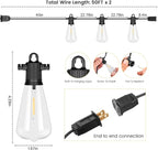String Lights 100 ft Outdoor LED Edison Bulbs, Warm White
