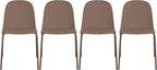 2xhome Set of 4 Modern Stackable Armless Dining Chairs | Plastic Shell Seat with Metal Legs | Indoor or Outdoor Use | Home Kitchen Patio, Brown