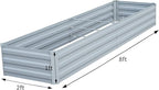 Planter Raised Beds Raised Garden Bed for Gardening Garden Boxes Outdoor Metal Raised Garden Beds, 8x2x1 FT Galvanized Grey
