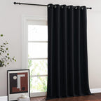 NICETOWN Black Out 144 inch Curtain for Sliding Glass Door, Grommet Thermal Insulated Sound Reducing Window Treatment Wide Draperies for Bedroom/Living Room, W80 x L144, 1 Panel
