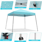 Canopy Tent, 10X10 FT Pop Up Canopy Outdoor Instant Tent Slant Legs with Carrying Bag, Portable Gazebo Shelter for Patio Deck Garden and Beach - 8X8 FT Canopy Cover (Cyan Blue)