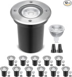 Gardencoin Low Voltage Landscape LED Well Lights, 12V in Ground Lights Outdoor IP67 Waterproof, 4.3 inch Wired Landscape Up Lighting, Included Replaceable 5W 2700K MR16 Bulb Dimmable, 12 Pack