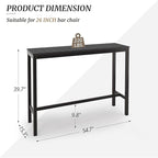 Outdoor Bar Table, 55" Patio Bar Height Counter Console Table, Black Waterproof HDPS Slatted Top and Bronze Leg, Weather Resistant, Hot Tub, Balcony, Yard, Indoor or Outdoor Use