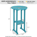 Bar Table, 39 Inch Round HDPE Outdoor Counter Table in Teal