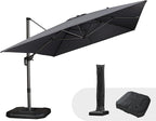 PURPLE LEAF 10'×13' Patio Umbrella with Base Included and Cover Outdoor Umbrella with Cover Extra Large Heavy Duty Cantilever Umbrella Grey