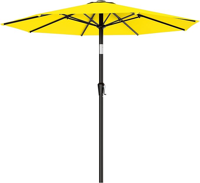 AreShark 9 FT Patio Umbrella for Outdoor, Outdoor Table Umbrella with Push Button Tilt and Crank, Outdoor Patio Umbrellas with 8 Sturdy Ribs for Market, Garden, Pool (Yellow)