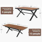 Grand patio 7-Piece Outdoor Dining Set, 6 Leather-Look Wicker Swivel Patio Chairs & 1 Extendable Rectangular Dining Table, Brown