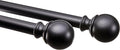 Amazon Basics Adjustable Curtain Rod for Windows, Round Finials, Easy Installation, Sturdy, 1-Inch Rod, 36" to 72", Black, 2-Pack