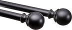 Amazon Basics Adjustable Curtain Rod for Windows, Round Finials, Easy Installation, Sturdy, 1-Inch Rod, 36" to 72", Black, 2-Pack