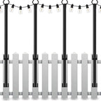 4 Pack String Light Poles,5 Ft Light Poles for Outside String Lights,Outdoor Lights Pole with Fork,Metal Poles Stand for Patio Deck Backyard