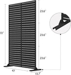 Metal Privacy Screen Outdoor 72" H×47" W, Freestanding Decorative Privacy Screen - Image 2