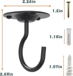 NACETURE Ceiling Hooks for Hanging Plants 3 Pack - Plant Hanger Indoor Hanging Hooks Metal Plant Bracket Iron Lanterns Hangers for Wind Chimes (Black 3 Pack)