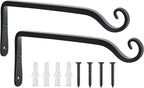FEED GARDEN Wall Hook Hanging Plant Bracket 10 Inch 2 Pack, Hand-Forged Plant Hanger for Hanging Bird Feeders, Wind Chimes, Flower Baskets, Yoga Mat, Indoor/Outdoor Use, Black