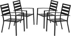 VINGLI Outdoor Dining Chairs Set of 4, Metal Frame Patio Chairs with Armrests, Patio Dining Chairs Garden Chairs for Yard, Front Porch and Deck, Black