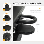 VINGLI Heavy Duty 1600 LBS HDPE Porch Swing Outdoor with Rotatable Cup Holder, 5 FT Patio Bench Swing with Adjustable Chains, 3 Person Hanging Porch Swing Chair for Porch, Yard, Tree, Garden - Black