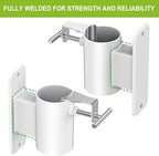 Heavy Duty Deck Railing Umbrella Holder, Patio Umbrella Stand for 1-2 Inch Poles, Space-Saving Design, Secure & Sturdy Post Flat Mount for Deck Railing, Balcony, Outdoor Courtyard, White