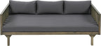 Christopher Knight Home Claremont Outdoor 3 Seater Acacia Wood Daybed with Fabric Water Resistant and Removable Cushions, Patio Garden Sofa with Slat Paneling Armrest and Back, Grey and Dark Grey