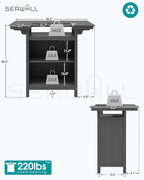 SERWALL Outdoor Bar Table,Patio Bar Cabinet with 4-Tier Storage and Spacious Tabletop for Outside,Poolside, Backyard,Made of HDPE,Gray
