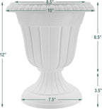 Arcadia Garden Products PL20BK Classic Traditional Plastic Urn Planter, Indoor or Outdoor Garden Decor, Flower Pot Vase 10x12 - Black