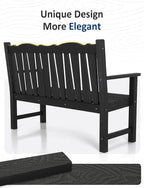 Outdoor Bench Set of 2, Weatherproof Garden Benches for Outdoors, All Weather HIPS Patio Bench Holds up to 800lbs, Never Rot or Fade, Comfort Bench for Porch Garden Patio Yard and Park(Black)