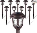 EXCMARK 10 Pack Solar Lights Outdoor Decorative Garden Yard Lights for Pathway Walkway Sidewalk Driveway. (Brown, Warm White)
