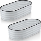 Plant & Plot Galvanized Raised Garden Beds Outdoor // 4×2×1 ft (2-Pack) Planter Raised Beds for Gardening, Vegetables, Flowers // Large Metal Garden Box // Patented Tool-Free Design (Light Gray)