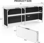 VINGLI 78" Portable Bar Table, 2-Tier Shelves, Mobile Bar Table for Events, Party, Camping, Picnic, Tradeshow, Indoor with Black Skirt