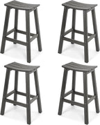 Stoog Bar Stools Set of 4, All-Weather Outdoor Barstools, 400 lbs Weight Support, Easy to Clean and Care, for Bar, Kitchen Counter, and Patio, Grey