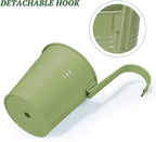 HowRU Metal Iron Flower Pots for Railing Fence Hanging Bucket Pots(5 Pcs) and Hanging Flower Pots Metal Iron Bucket Planter(10 Pcs) (Green)