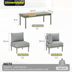 Sundale Outdoor 5 Pieces Patio Furniture Set, Metal Sectional Sofa Patio Conversation Set with Coffee Table, Modern Patio Corner Couch for Balcony, Porch, Sunroom