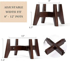 Seanmi Plant Stands for Indoor Plants, Bamboo Plant Stand, Mid Century Plant Holder, Adjustable Width, Fits 8 9 10 11 12 inches Pots - Dark Brown (Planter Stand Only)