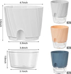 KIMCHOMERSE Self Watering Plant Pots, 4.7 Inch Plant Pots 6-Pack Indoor Planter Pots with Drainage Holes and Tray for Home Decor（2White, 2Pink, 2Blue）