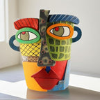 Picasso Abstract Face Flower Pot,Unique Resin Crafted Planter with Drainage Holes,Interesting Colorful Planter with Human face,for Indoor and Outdoor Botanical Home décor (Modern)