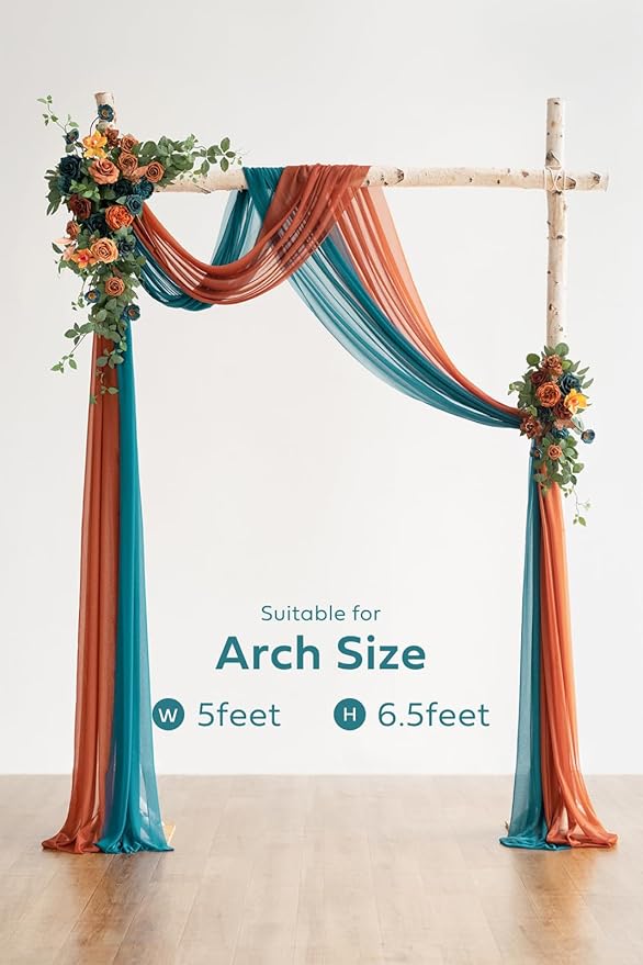 Artificial Flowers Wedding Arch Kit, Teal and Burnt Orange, 4 Piece Set