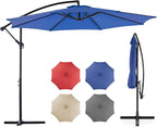 OLIXIS Offset Patio Umbrella, 9.7FT Cantilever Table Umbrellas for Outdoor Sun Shade UV Protection with Easy Tilt Adjustment, 8 Ribs for Backyard, Lawn, Garden, Pool - Blue