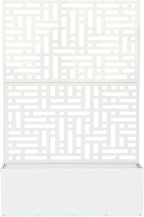 Oakland Living 6 ft. X 4 ft. White Freestanding Metal Privacy Screen Room Divider with Flower Box