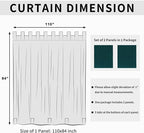 Easy-Going Outdoor Patio Curtains Detachable Tab Top Windproof Weatherproof Curtain for Cabana, Porch, Pergola and Gazebo, Tab Bottom Drape, 2 Panels, 110W x 84L inch, Teal