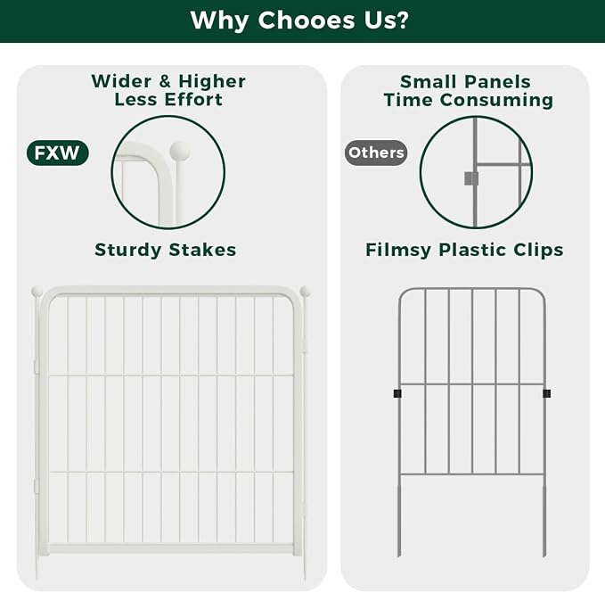 FXW Garden Fence Outdoor for The Yard – 24in x 30.4ft Heavy Duty Metal Animal - Image 5