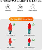 200-Pack Plastic Light Stakes, 5.5 Inch Christmas Yard Stakes for C7 C9 Christmas Lights Outdoor, Universal Light Stakes for Outdoor Holiday Lights, Green