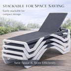 Kozyard Outdoor Chaise Lounge Chair, Full Flat Adjustable Patio Lounger with Aluminum Frame & Resin Legs, Textilene Fabric for Poolside, Backyard & Beach (Gray Without Table)