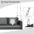 Outvita Porch Swing, 5FT Hanging Outdoor Porch Swings for Adults, Wicker 3 Person Patio Swing, with Cushion, Pillow and Chain for Garden, Backyard, Weight Capacity - 1000lbs