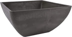 PSW Pot Collection 12x6 inch Plastic/Stone/Wood Composite Square Planter – No Drainage Hole (Drillable), Modern Indoor/Outer Pot for Flowers, Foliage, Succulents, Fairy Gardens, Dark Charcoal
