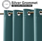 NICETOWN Indoor & Outdoor Curtain for Patio Waterproof, Living Room Darkning Grommet Thermal Insulated Blackout Outdoor Drape for Patio/Front Porch, W52 x L108, Teal, 1 Panel
