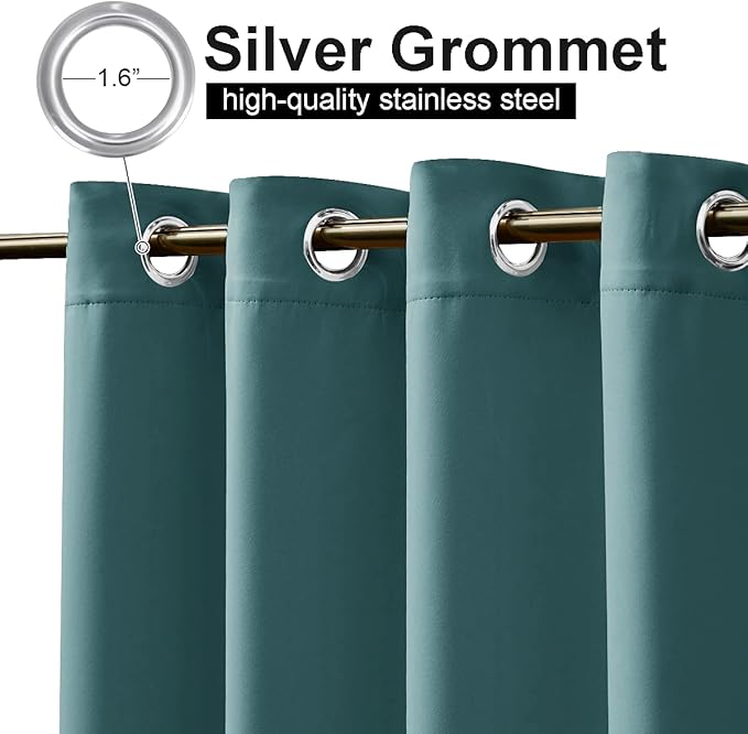 NICETOWN Waterproof Outdoor Patio Curtain W84 x L120, Rustproof Grommet Blackout Weighted Outdoor Window Treatment Thermal Insulated Sunlight Block Drape for Porch, Teal, 1 Piece