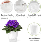 6 Pack Self Watering Pots for Indoor Plants, 8.4 Inches Self Watering Planters Large African Violet Self Watering Clear Pots for Plants Large Herb Orchid Flower Houseplant Pots, White